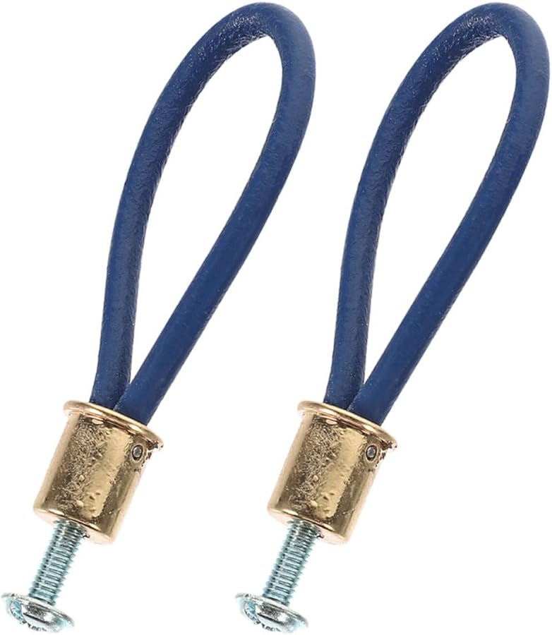 Navy Blue Leather Rope Pull Handles Gold Metal Ends For Cabinet Dresser Drawers - Image 1